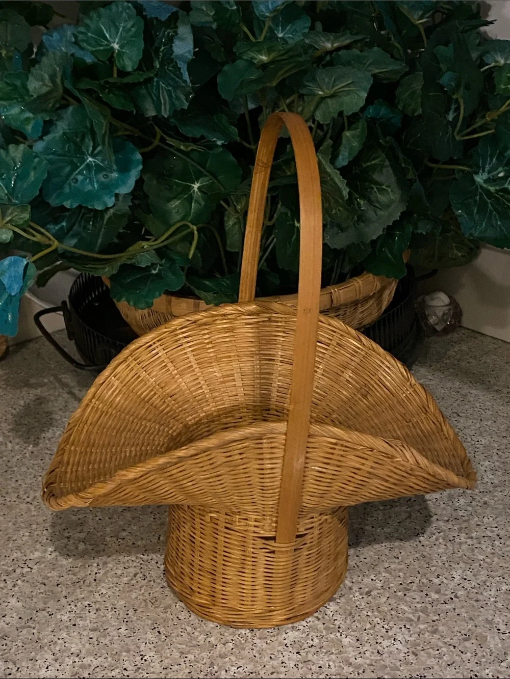 2 Handwoven Vintage Baskets w/Handles